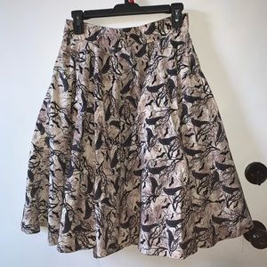 Full circle skirt with bats and birds